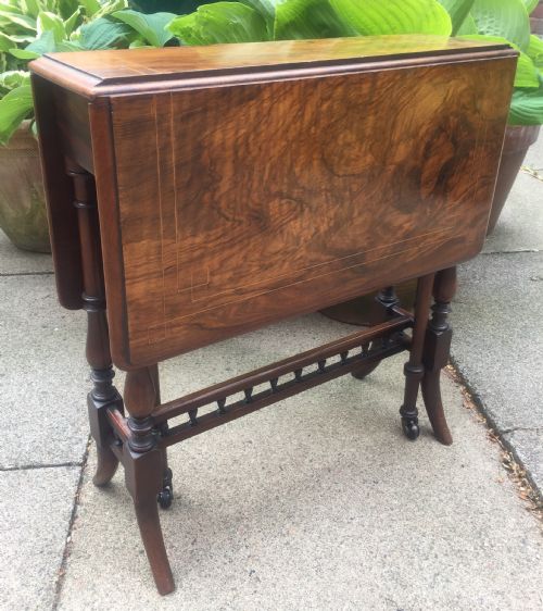 C19th Victorian Period  Miniature Walnut Drop-leaf 'Sutherland' Table.