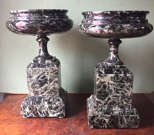 Pair of Late C19th Italian 'Verde Antico ' Marble Tazzas.