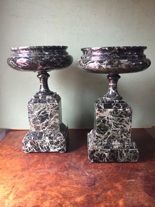 fig 1. Pair of late C19th Italian 'verde antico ' marble tazzas.