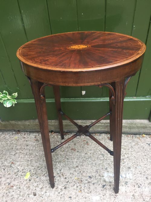 Late C19th George III Period Style Inlaid Mahogany Urn Stand .