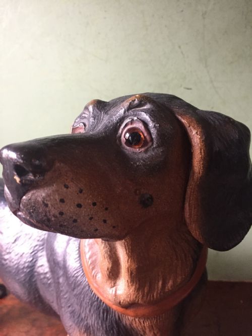 fig 1. Late C19th Austrian decorated terracotta study of a miniature dachshund.