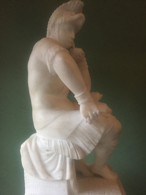 C19TH ITALIAN CARVED ALABASTER MANTEL CLOCK FITTED WITH A FRENCH MOVEMENT UNDER GLASS DOME - ADDITIONAL PHOTO 16