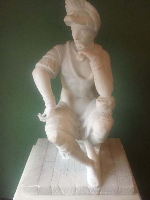 C19TH ITALIAN CARVED ALABASTER MANTEL CLOCK FITTED WITH A FRENCH MOVEMENT UNDER GLASS DOME - ADDITIONAL PHOTO 24