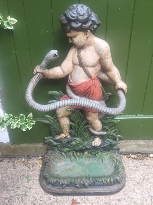 MID C19TH CASTIRON STICKSTAND DEPICTING THE YOUNG HERCULES - ADDITIONAL PHOTO 12