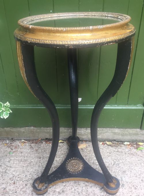 Early C19th Regency Period Ebonised and Parcel-gilt Tripod Base Gueridon .
