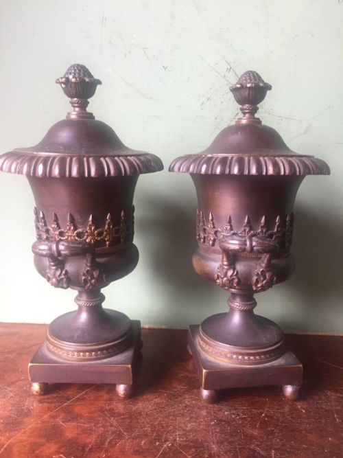 fig 1. Pair of early C19th Regency period bronze cassolettes of campana form.