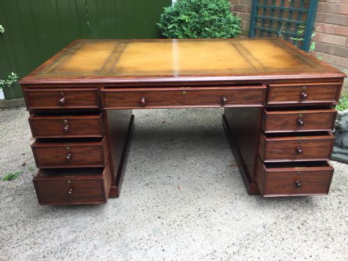 fig 3. Superb documented early C19th mahogany double-sided 'partners' desk by M.Willson , London.
