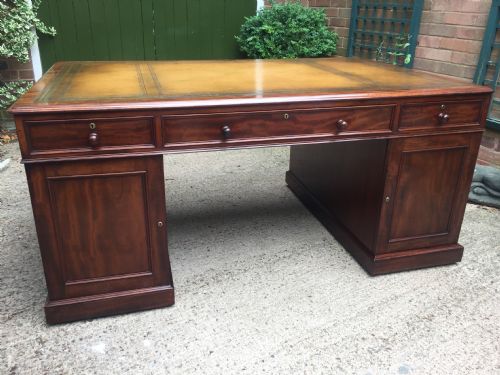 fig 1. Superb documented early C19th mahogany double-sided 'partners' desk by M.Willson , London.
