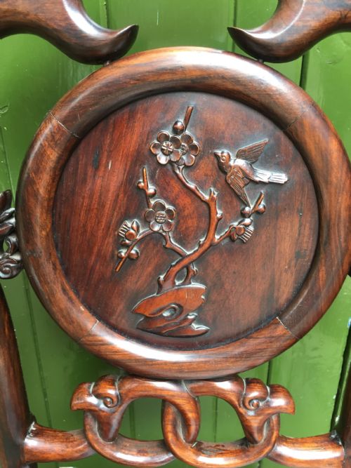fig 2. Pair of late C19th Chinese Qing Dynasty carved hardwood hall or side chairs.