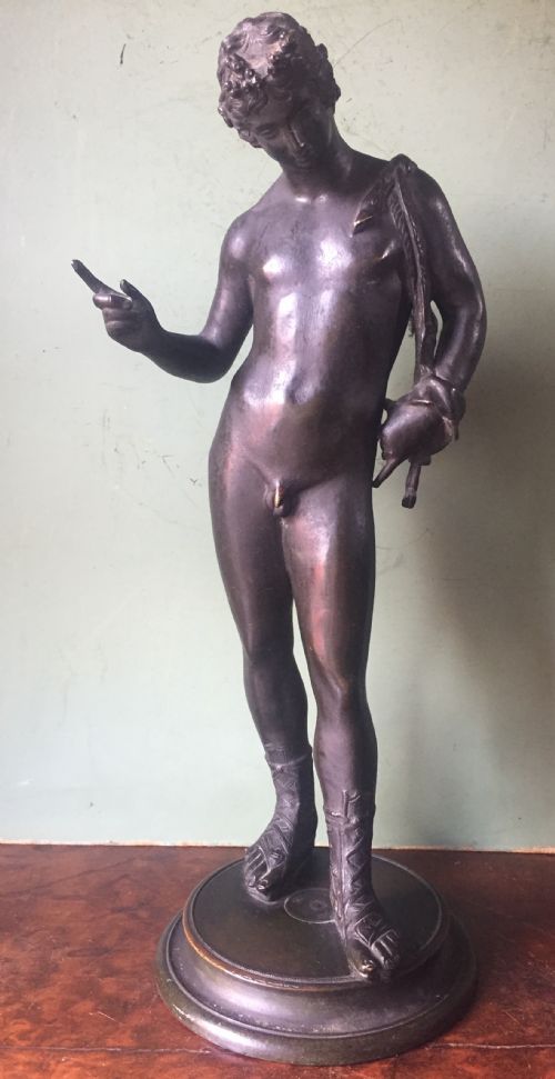 C19th Italian  'Grand Tour' Souvenir Classical Bronze Sculpture, After the Antique, of Dionysus Known as "Narcissus ".