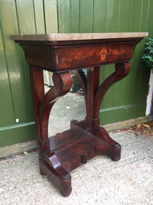 fig 1. Early C19th French Charles X period marble-topped mahogany console or pier table of small proportions.