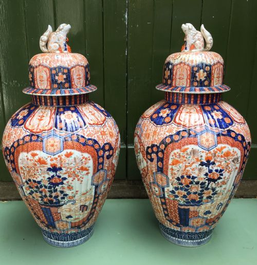 Superbly Decorated Pair of Large C19th Japanese Imari Porcelain Vases.