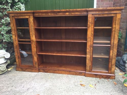 fig 2. Superb quality mid C19th burr walnut bookcase cabinet by Gillows of Lancaster.