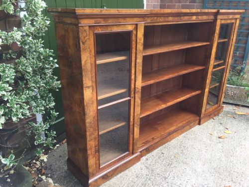 fig 3. Superb quality mid C19th burr walnut bookcase cabinet by Gillows of Lancaster.