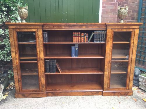 fig 1. Superb quality mid C19th burr walnut bookcase cabinet by Gillows of Lancaster.