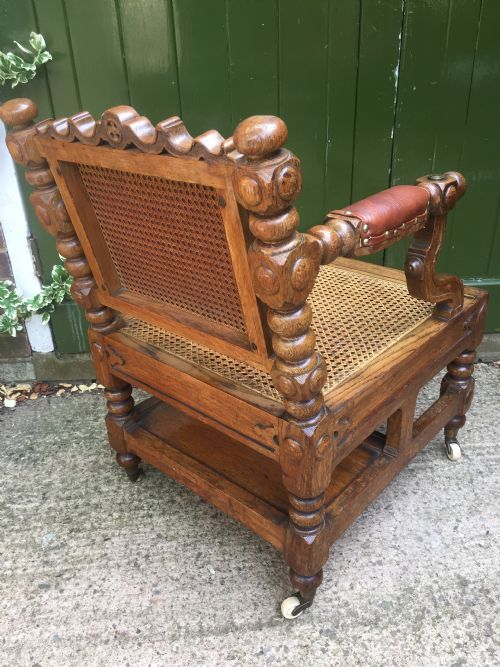EARLY C19TH 'METAMORPHIC' OAK LIBRARY ARMCHAIR STEPS IN THE MANNER OF RICHARD HICKS BRIDGENS - ADDITIONAL PHOTO 3