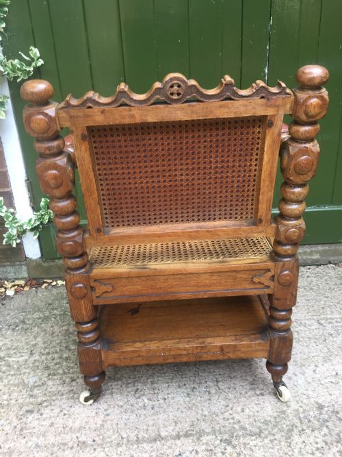 EARLY C19TH 'METAMORPHIC' OAK LIBRARY ARMCHAIR STEPS IN THE MANNER OF RICHARD HICKS BRIDGENS - ADDITIONAL PHOTO 4