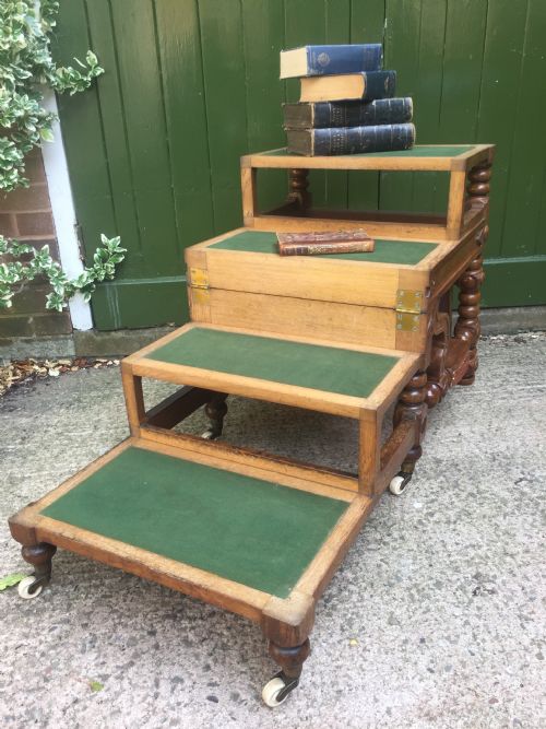 EARLY C19TH 'METAMORPHIC' OAK LIBRARY ARMCHAIR STEPS IN THE MANNER OF RICHARD HICKS BRIDGENS - ADDITIONAL PHOTO 18