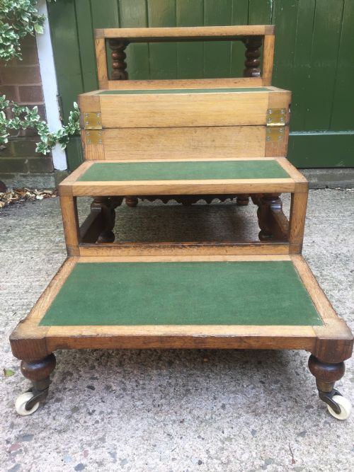 EARLY C19TH 'METAMORPHIC' OAK LIBRARY ARMCHAIR STEPS IN THE MANNER OF RICHARD HICKS BRIDGENS - ADDITIONAL PHOTO 19