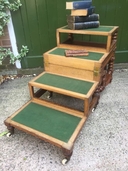 EARLY C19TH 'METAMORPHIC' OAK LIBRARY ARMCHAIR STEPS IN THE MANNER OF RICHARD HICKS BRIDGENS - ADDITIONAL PHOTO 25