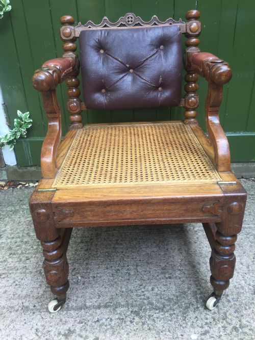 EARLY C19TH 'METAMORPHIC' OAK LIBRARY ARMCHAIR STEPS IN THE MANNER OF RICHARD HICKS BRIDGENS - ADDITIONAL PHOTO 26