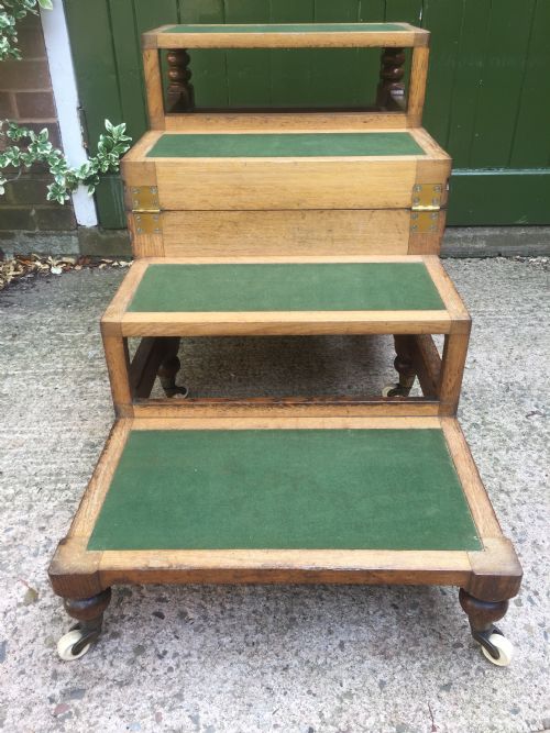 EARLY C19TH 'METAMORPHIC' OAK LIBRARY ARMCHAIR STEPS IN THE MANNER OF RICHARD HICKS BRIDGENS - ADDITIONAL PHOTO 27