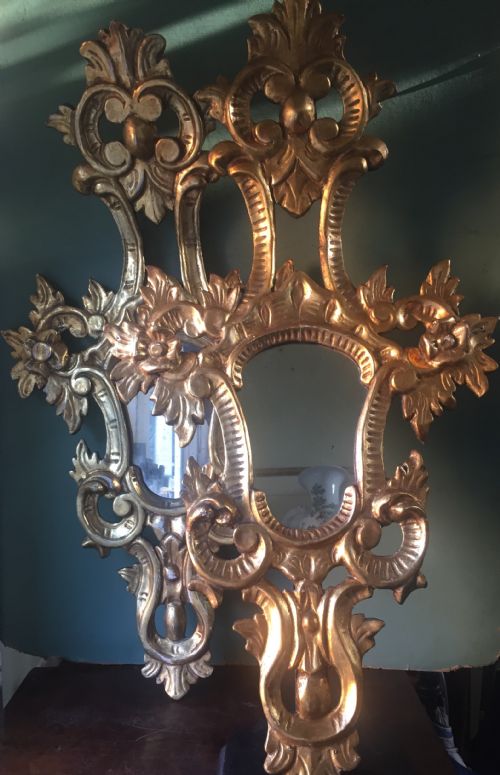 Pair of Early C20th Italian Carved Giltwood Framed Mirrors in the C17th Period Venetian Style.