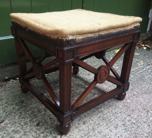 Late C19th Mahogany Stool or Tabouret of Classical Antiquity Design.