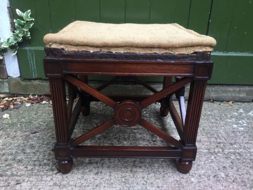fig 1. Late C19th mahogany stool or tabouret of classical antiquity design.