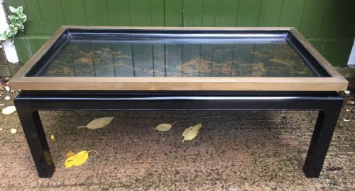 Chic Early C20th Chinese Design Low Reception or Coffee Table Incorporating an C18th Chinoiserie Lacquer Panel.