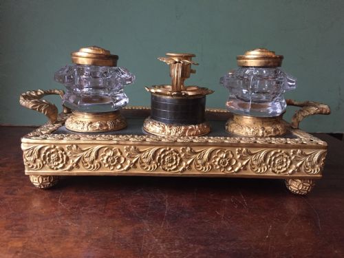 EARLY C19TH FRENCH EMPIRE DESIGN ORMOLUMOUNTED INKSTAND OF OUTSTANDING QUALITY - ADDITIONAL PHOTO 7