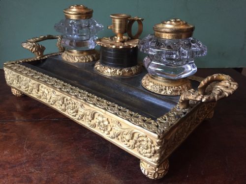 EARLY C19TH FRENCH EMPIRE DESIGN ORMOLUMOUNTED INKSTAND OF OUTSTANDING QUALITY - ADDITIONAL PHOTO 11
