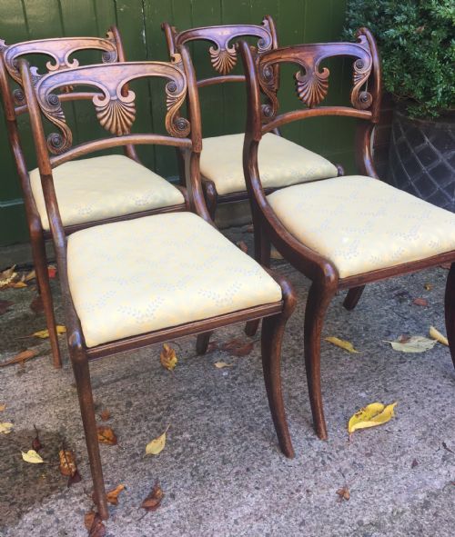 SET OF 4 EARLY C19TH REGENCY PERIOD 'GREEK REVIVAL ' DINING OR SIDE CHAIRS IN ORIGINAL SIMULATEDFAUX ROSEWOOD FINISH - ADDITIONAL PHOTO 1
