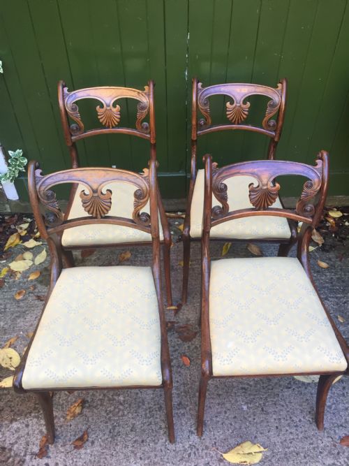 SET OF 4 EARLY C19TH REGENCY PERIOD 'GREEK REVIVAL ' DINING OR SIDE CHAIRS IN ORIGINAL SIMULATEDFAUX ROSEWOOD FINISH - ADDITIONAL PHOTO 6