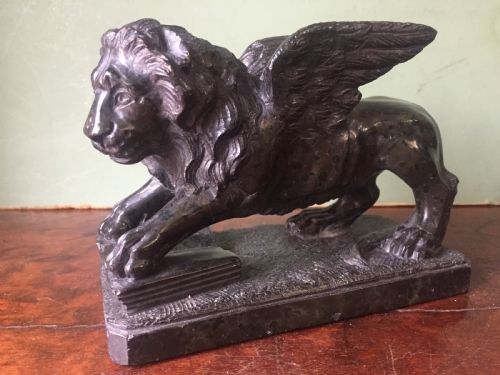 fig 1. C19th Italian 'Grand Tour' souvenir carved serpentine marble sculpture of the Venetian winged Lion of St.Mark .