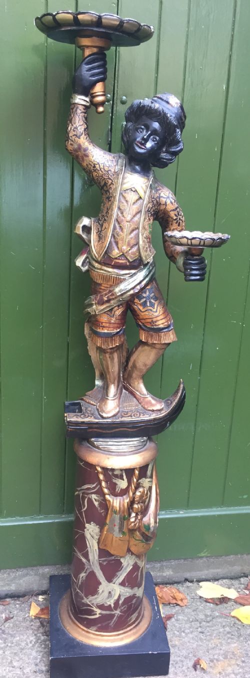Decorative Early C20th Italian Polychrome Painted C18th Style Venetian 'Blackamoor' Figure.