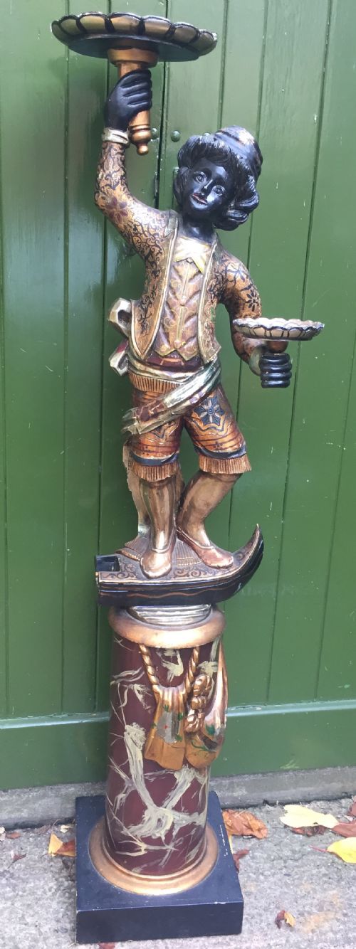 fig 1. Decorative early C20th Italian polychrome painted C18th style Venetian 'blackamoor' figure.