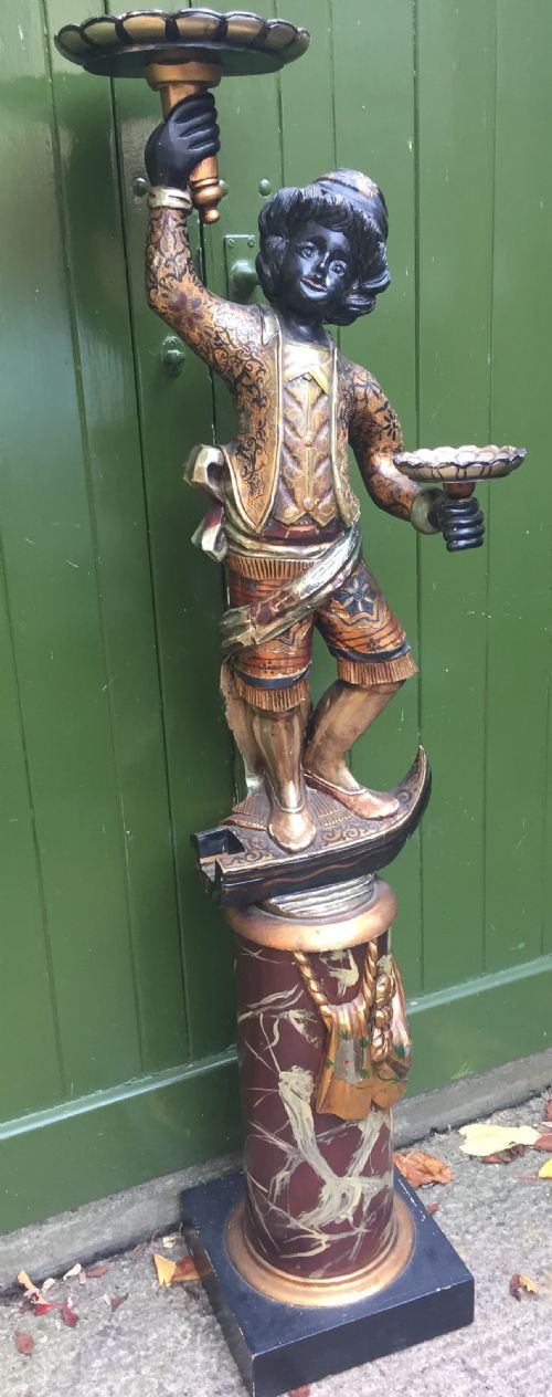 fig 2. Decorative early C20th Italian polychrome painted C18th style Venetian 'blackamoor' figure.