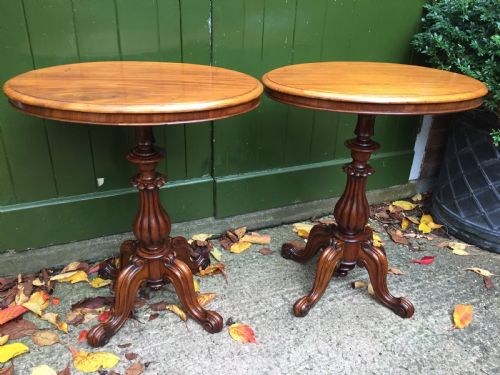 Pair of Mid C19th Victorian Period Mahogany Oval-top Occasional or Lamp Tables .