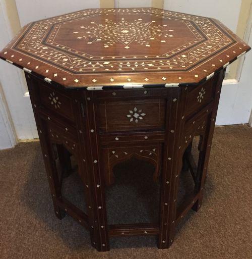 Late C19th Anglo-indian Hoshiarpur Ivory Inlaid Octagonal 'Shisham' Table.