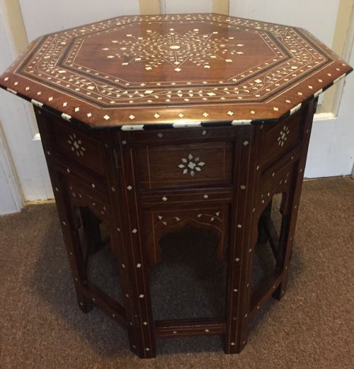 fig 1. Late C19th Anglo-Indian Hoshiarpur ivory inlaid octagonal 'shisham' table.