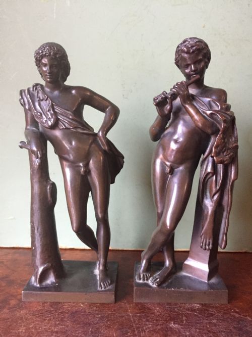 Fine Pair of C19th 'Grand Tour' Souvenir Bronze Reductions  , After the Antique , of the Capitoline Fauns by Barbedienne.