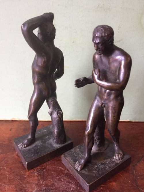 fig 2. Pair of C19th 'Grand Tour' souvenir miniature bronze figures of Creugas & Damoxenos after Canova.