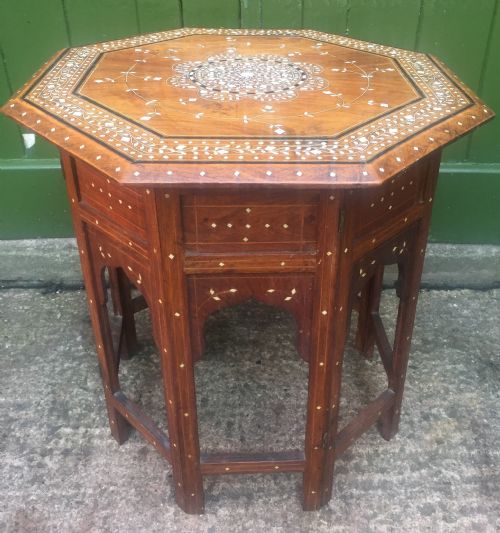 Late C19th Anglo-indian Hoshiarpur Ivory Inlaid Octagonal 'Shisham' Table.