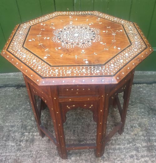 fig 1. Late C19th Anglo-Indian Hoshiarpur ivory inlaid octagonal 'shisham' table.
