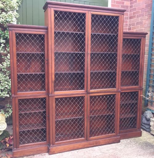fig 2. Early C19th Regency period mahogany 'break-front' library bookcase.
