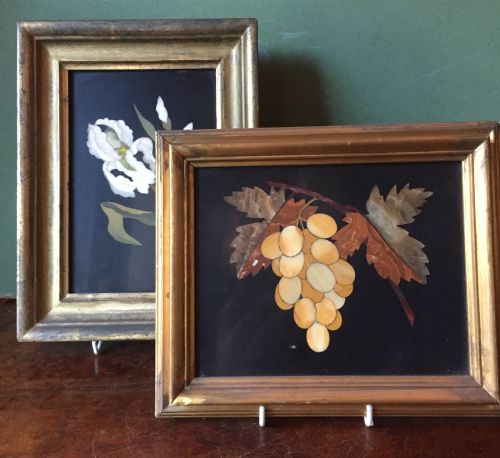Two Late C19th/ Early C20th Italian Pietra-dura Marble Inlaid Panels .