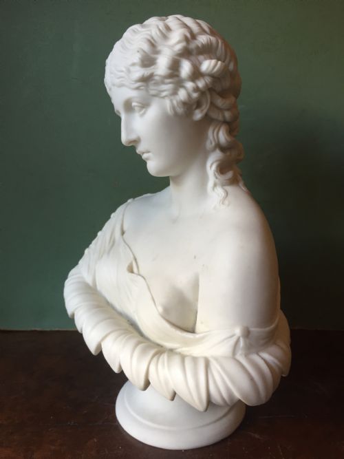 fig 2. C19th English Parian-ware bust study of Clytie , the water nymph from Greek Mythology.