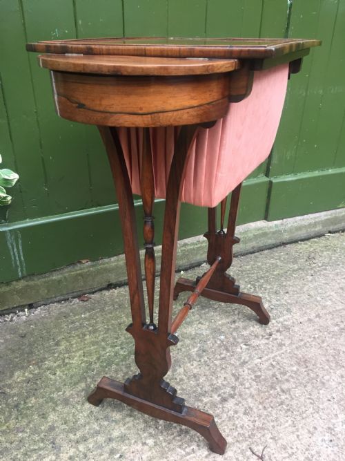 fig 2. Elegant early C19th George IV period rosewood sewing or work table of Gillows design.