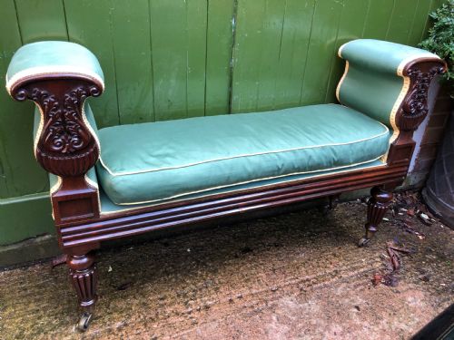 C19th William IV Period Carved Rosewood Window Seat or Bench Attributed to a Design by Rudolph Ackermann.